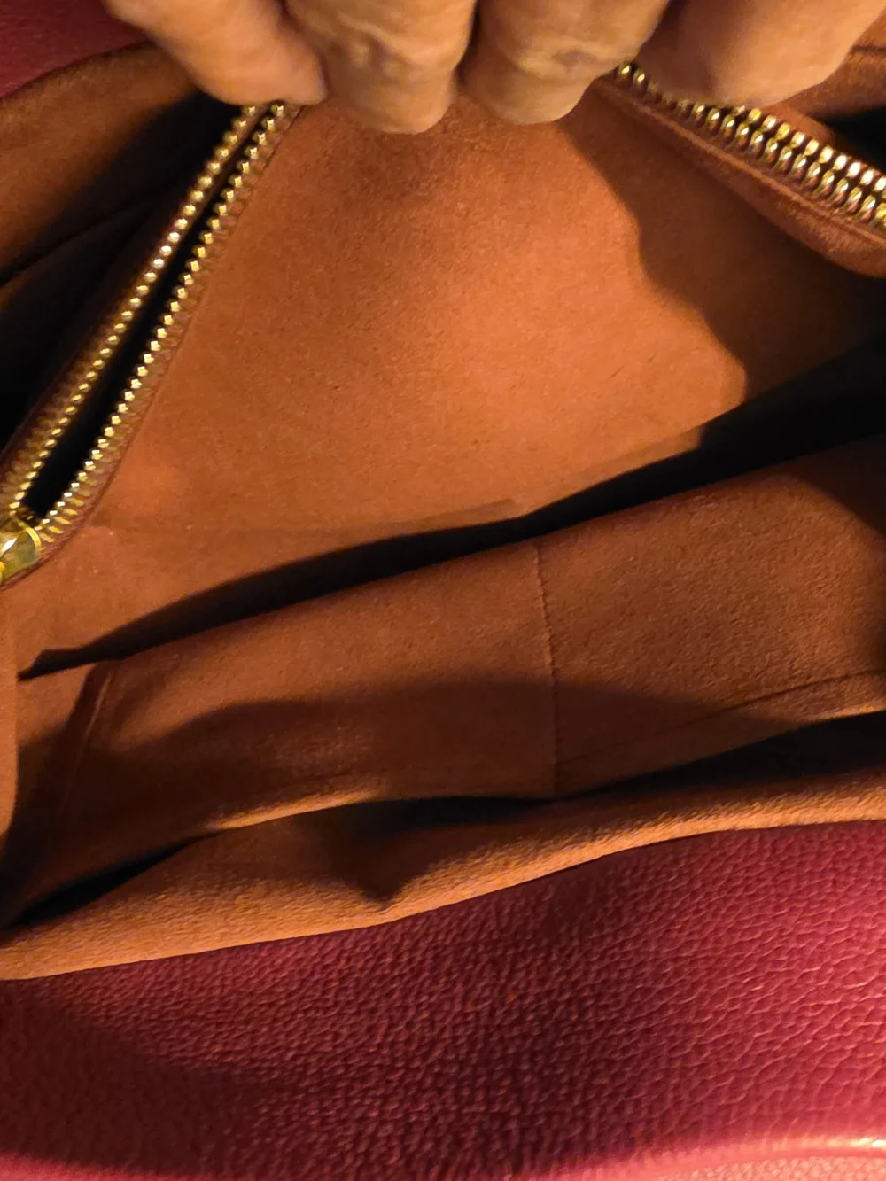 Louis Vuitton Brown Monogram Shoulder Bag with Burgundy Accents